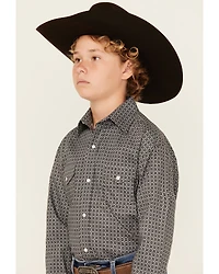 Panhandle Boys' Geo Print Long Sleeve Snap Western Shirt