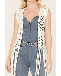 Rock & Roll Denim Women's Crochet Fringe Vest