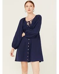 Yura Women's Long Sleeve Peasant Mini Dress