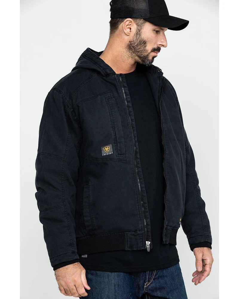 Ariat Men's Black Rebar Washed Dura Canvas Insulated Work Coat - Big & Tall