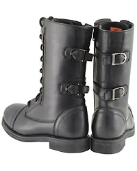 Milwaukee Leather Women's Tall Lace Front Buckles Back and Knife Storage Boots - Round Toe
