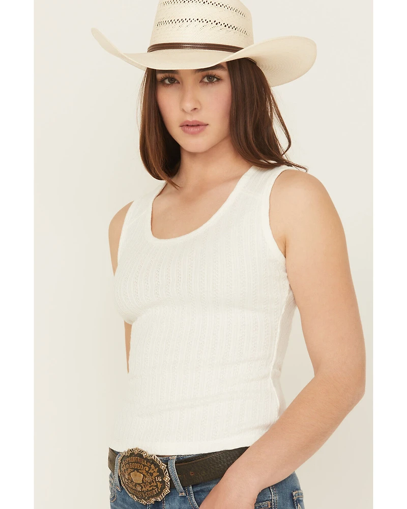 Shyanne Women's Pointelle Rib Knit Tank Top