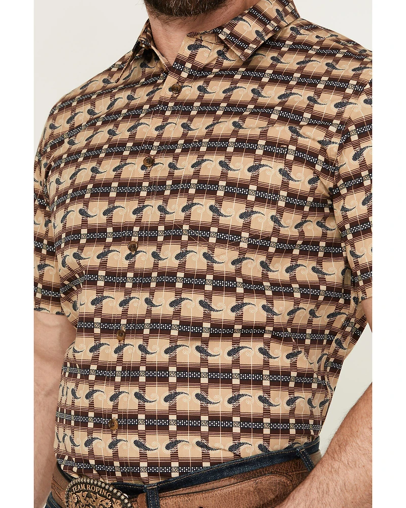 Gibson Men's Ombre Swirl Print Short Sleeve Button-Down Western Shirt