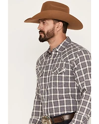 Blue Ranchwear Men's Plaid Print Long Sleeve Western Pearl Snap Shirt