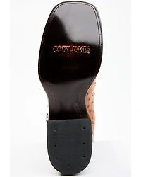 Cody James Men's Full Quill Cognac Ostrich Exotic Western Boots - Broad Square Toe