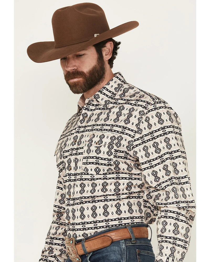 Rodeo Clothing Men's Southwestern Print Long Sleeve Snap Western Shirt