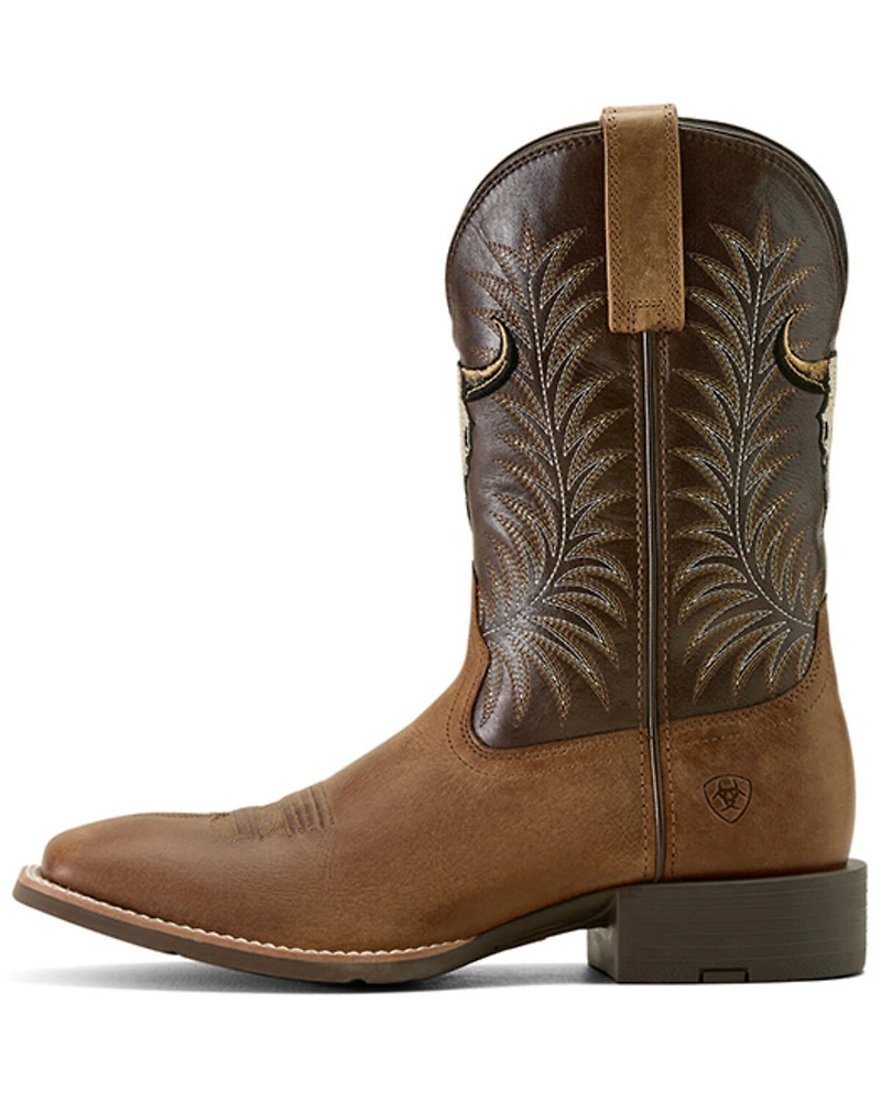 Ariat Men's Sport Steer Skull Performance Western Boots - Broad Square Toe