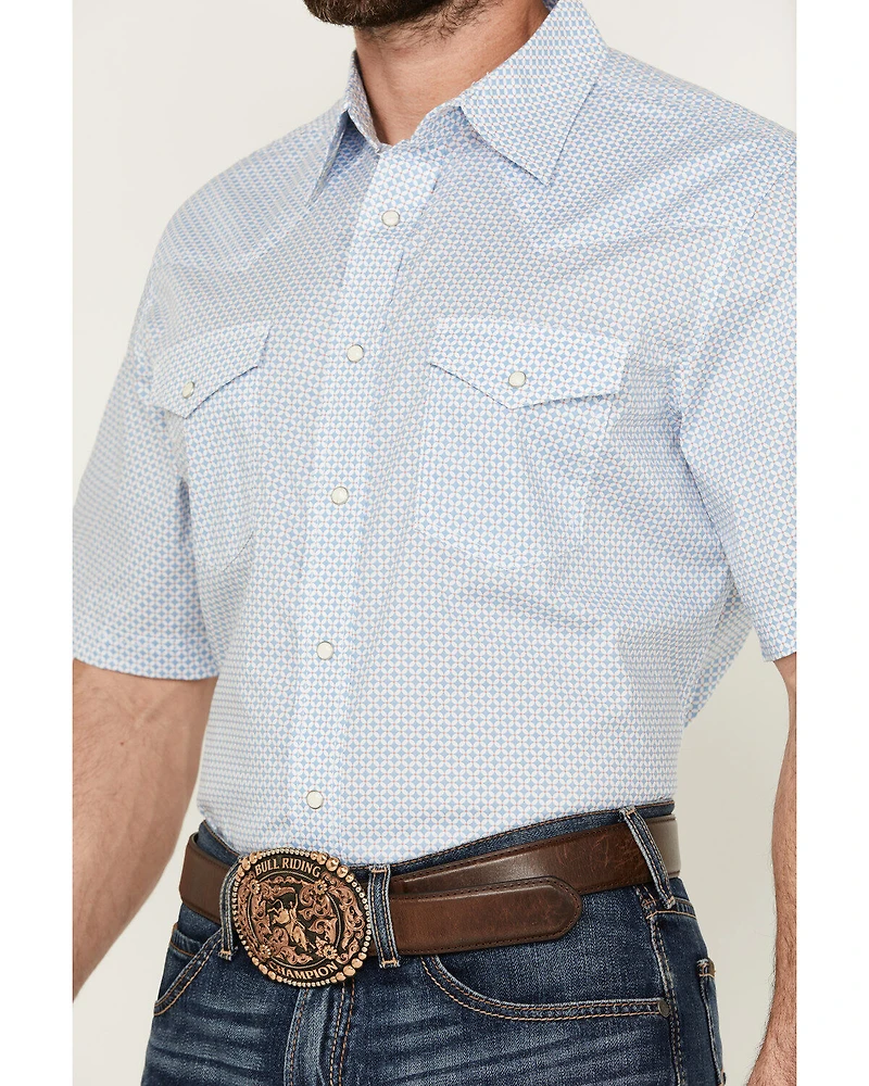 Wrangler 20X Men's Advanced Comfort Geo Print Short Sleeve Snap Stretch Western Shirt