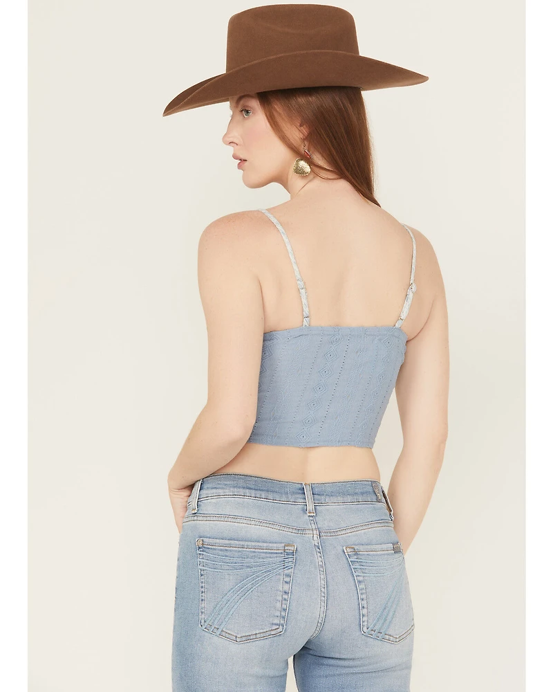Miss Me Women's Denim Sleeveless Button-Down Bustier