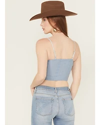 Miss Me Women's Denim Sleeveless Button-Down Bustier