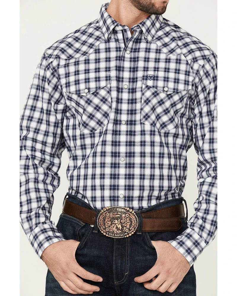 Ariat Men's Ezra Plaid Print Long Sleeve Pearl Snap Performance Western Shirt
