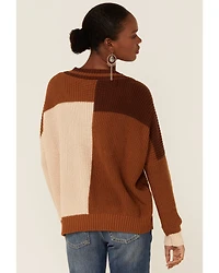 Wild Moss Women's Patchwork Mixed Knit Sweater