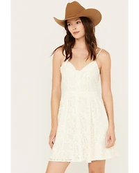 Molly Bracken Women's Lace Button Down Sleeveless Mini Dress