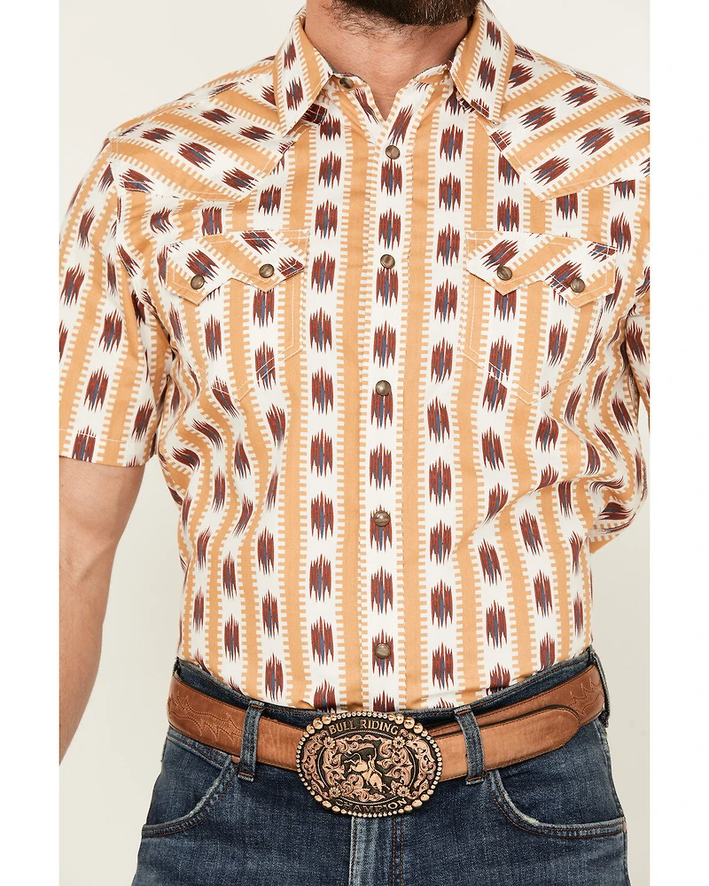 Cody James Men's Saint Abstract Striped Short Sleeve Snap Western Shirt
