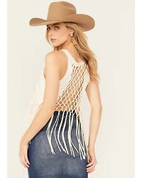 Shyanne Women's Soul and Spirit Cage Back Fringe Graphic Tank