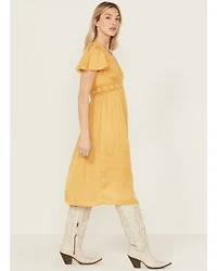 Beyond The Radar Women's Short Sleeve Floral Lace Midi Dress