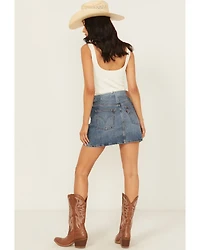 Levi's Women's Icon Medium Wash Two-Tone Denim Western Mini Skirt