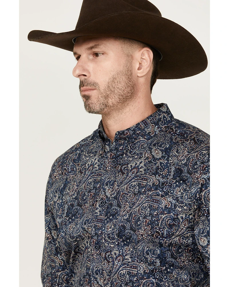 Cody James Men's Neverland Paisley Print Long Sleeve Button-Down Stretch Western Shirt