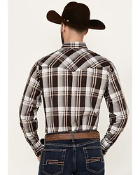 Ely Walker Men's Plaid Print Long Sleeve Snap Western Shirt