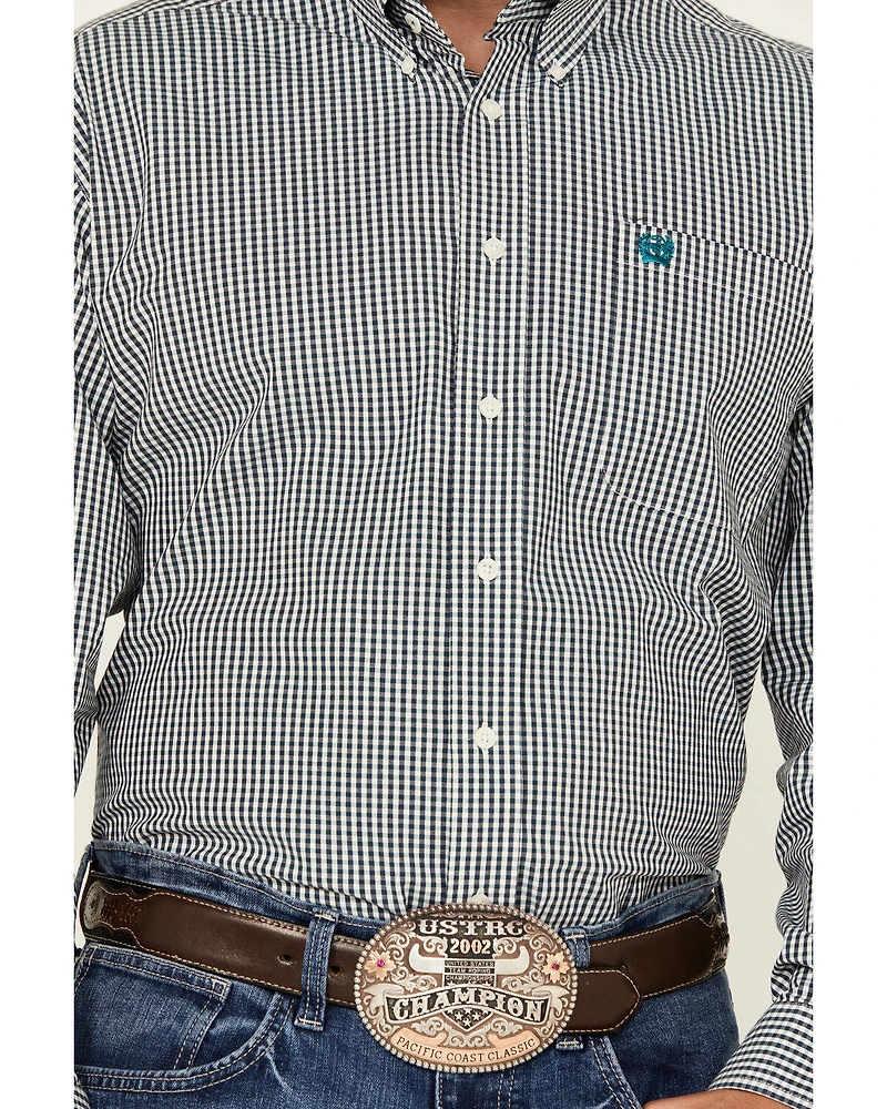 Cinch Men's Checkered Print Long Sleeve Button-Down Stretch Western Shirt