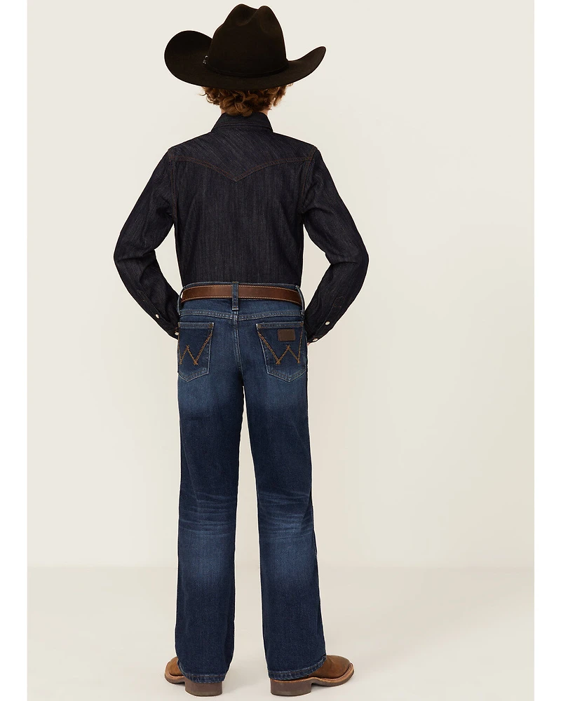 Wrangler Retro Boys' Troxler Dark Wash Relaxed Bootcut Stretch Denim Jeans