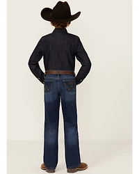 Wrangler Retro Boys' Troxler Dark Wash Relaxed Bootcut Stretch Denim Jeans