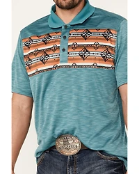 RANK 45® Men's Jacinto Southwestern Border Striped Short Sleeve Polo Shirt