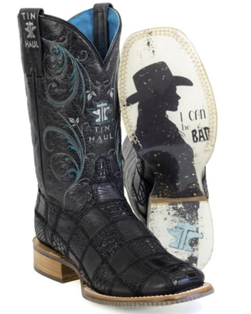 Tin Haul Women's Checker'd Western Boots - Broad Square Toe