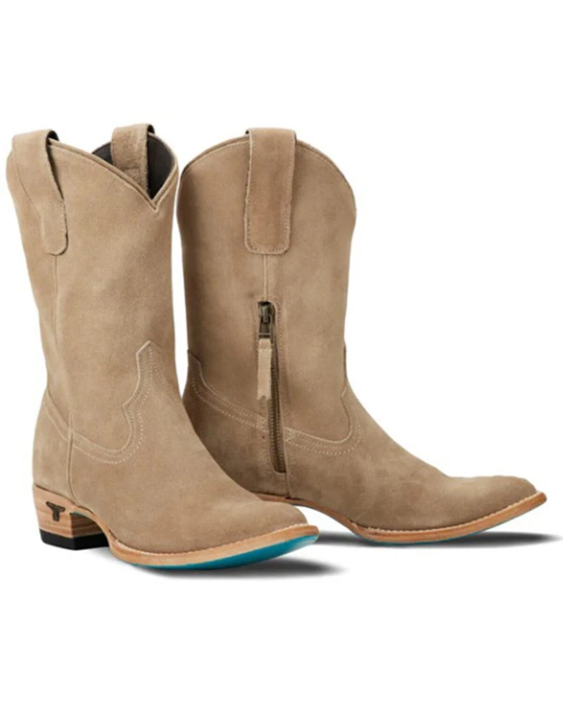 Lane Women's Plain Jane Midi Suede Western Boots - Round Toe