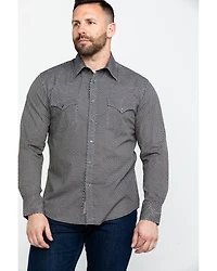Rock & Roll Denim Men's Brown Washed Poplin Print Long Sleeve Western Shirt