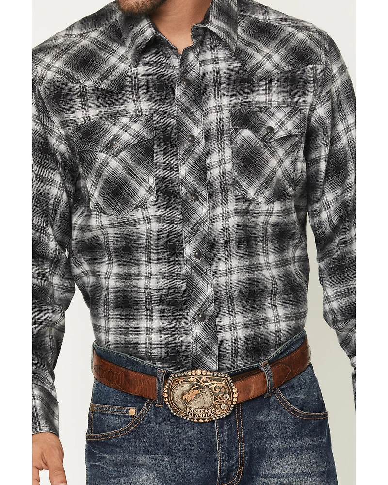 Wrangler Men's Plaid Print Long Sleeve Snap Flannel Shirt