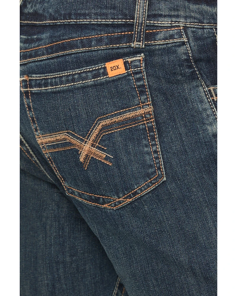 Wrangler Men's FR Dark Wash Vintage Slim Bootcut Stretch Denim Jeans
