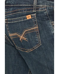 Wrangler Men's FR Dark Wash Vintage Slim Bootcut Stretch Denim Jeans