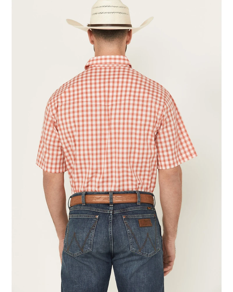 Wrangler Men's Plaid Print Short Sleeve Pearl Snap Western Shirt - Big