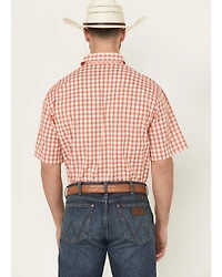 Wrangler Men's Plaid Print Short Sleeve Pearl Snap Western Shirt - Big