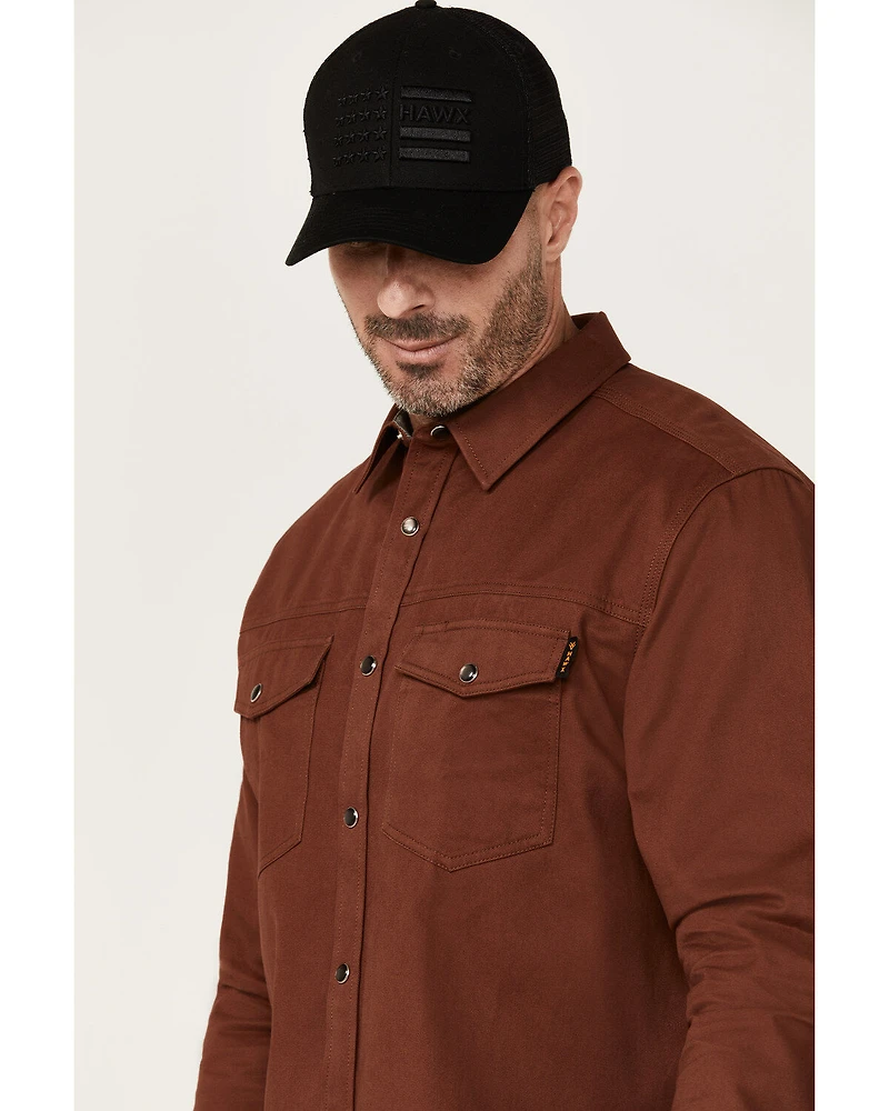 Hawx Men's All Out Solid Long Sleeve Pearl Snap Western Work Shirt