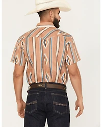 Panhandle Slim Men's Southwestern Striped Print Short Sleeve Snap Western Shirt