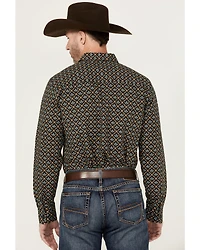 Gibson Men's Fleur de Lis Floral Print Long Sleeve Button-Down Western Shirt