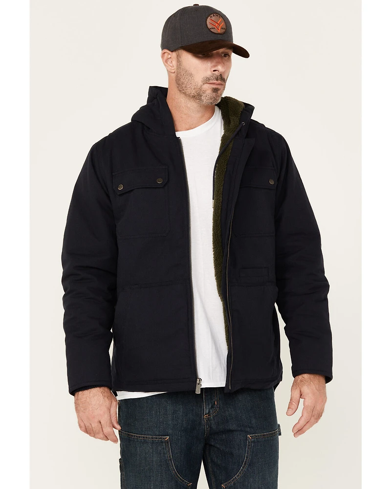 Lucky Brand Workwear Men's Sherpa Lined Hooded Canvas Chore Coat