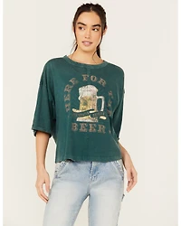 Cleo + Wolf Women's Aria Short Sleeve Boxy Cropped Graphic Tee