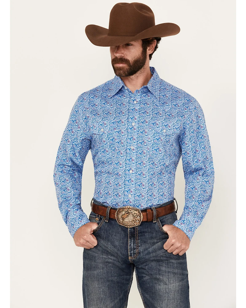 Wrangler 20X Men's Paisley Print Long Sleeve Snap Stretch Western Shirt