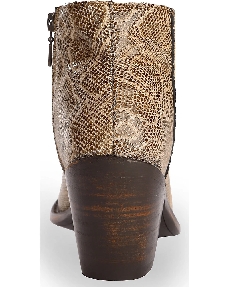Liberty Black Women's Breton Snake Print Booties - Round Toe