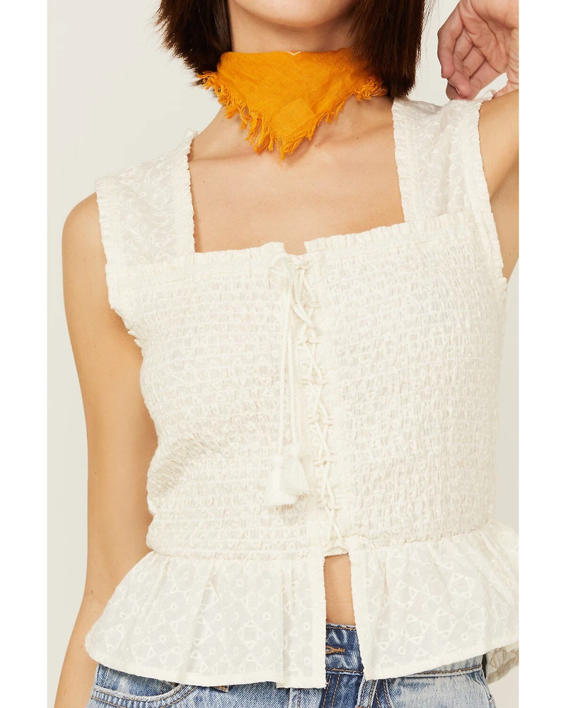 Shyanne Women's Eyelet Smocked Corset Tank