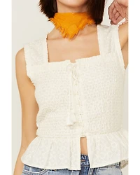 Shyanne Women's Eyelet Smocked Corset Tank