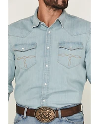 Cody James Men's Frosty Light Wash Long Sleeve Snap Denim Western Shirt