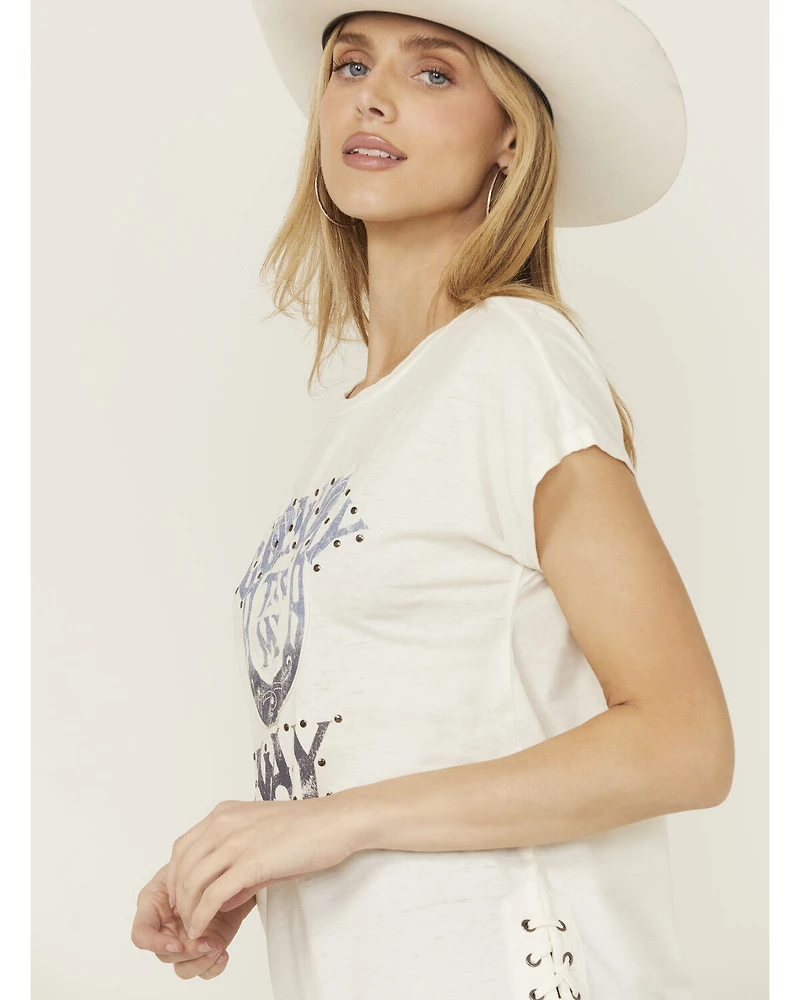 Shyanne Women's Cowboy Take Me Away Studded Short Sleeve Graphic Tee