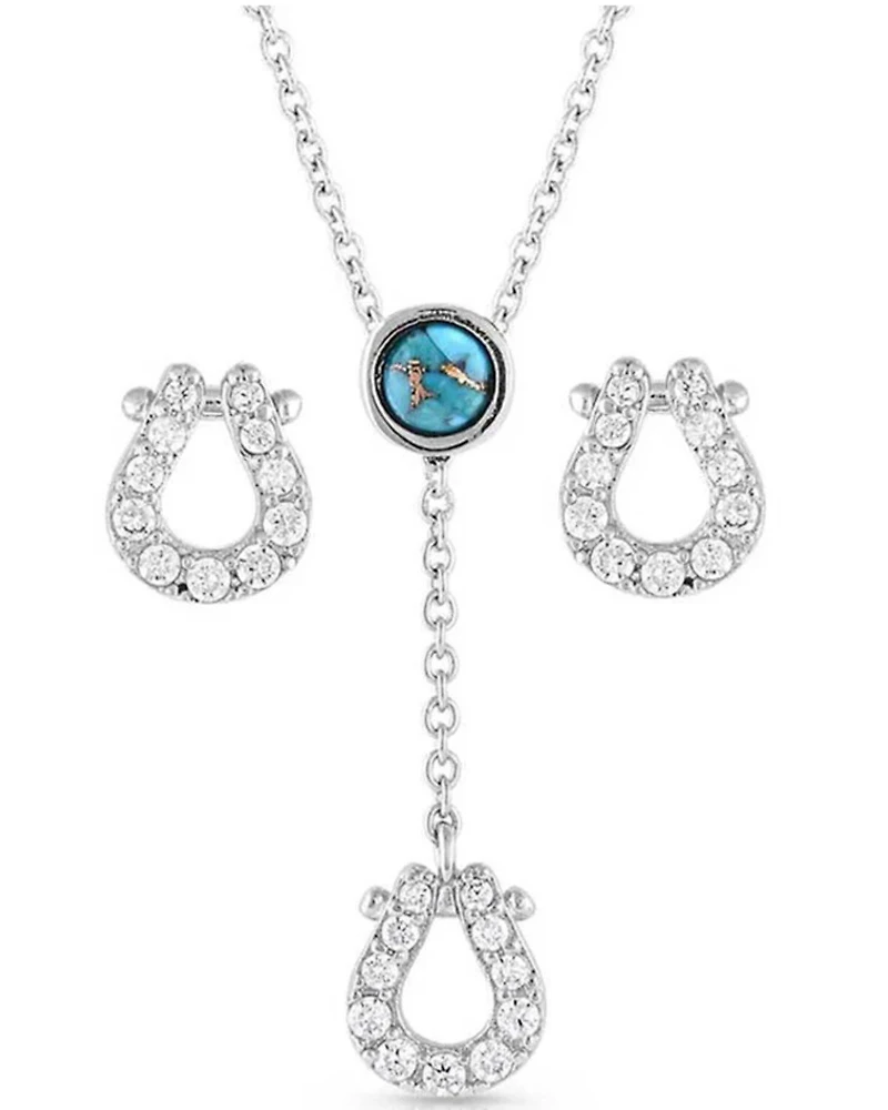 Montana Silversmiths Women's Infinite Luck Turquoise Stone Jewelry Set - 2 Piece