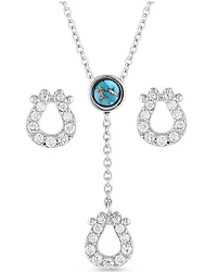 Montana Silversmiths Women's Infinite Luck Turquoise Stone Jewelry Set - 2 Piece