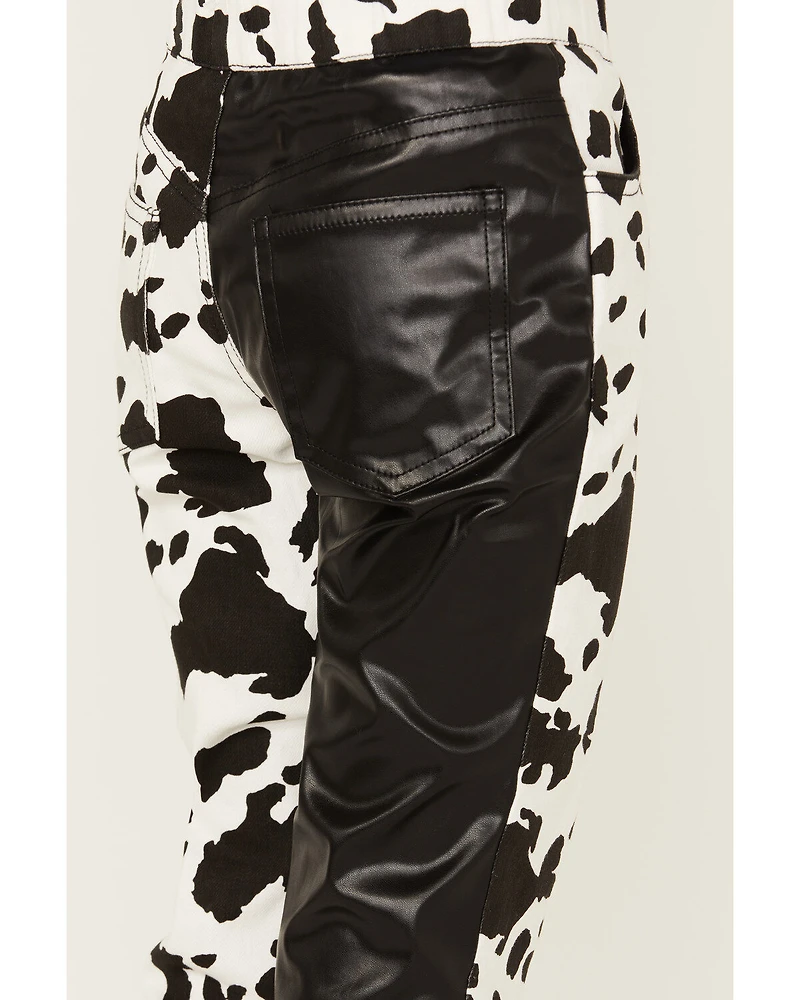 Saints & Hearts Girls' Cow Print Flare Pants