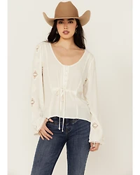 Idyllwind Women's Sharondale Button-Down Embroidered Bell Sleeve Top